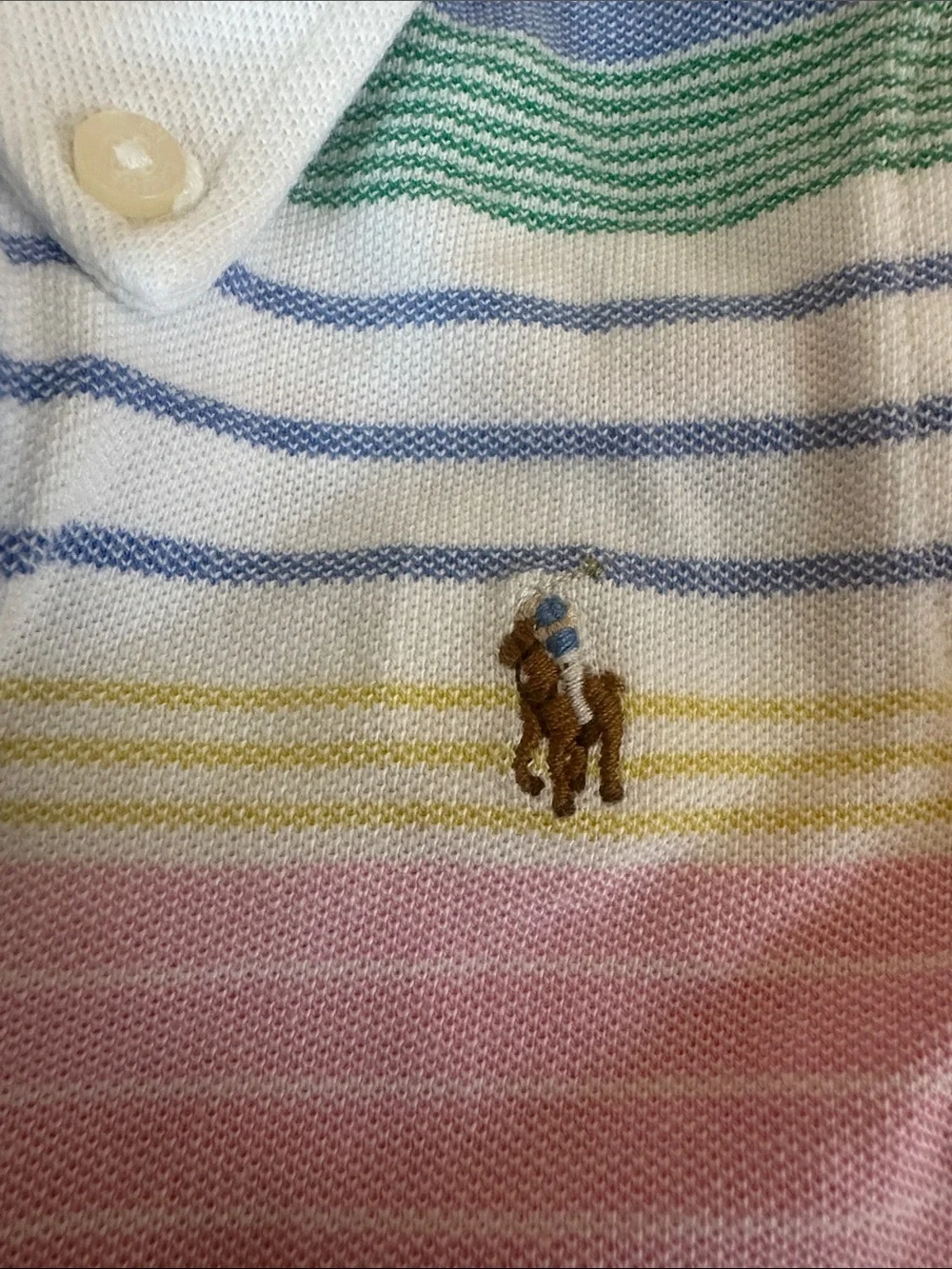 Ralph Lauren Pink and White Striped Polo Romper